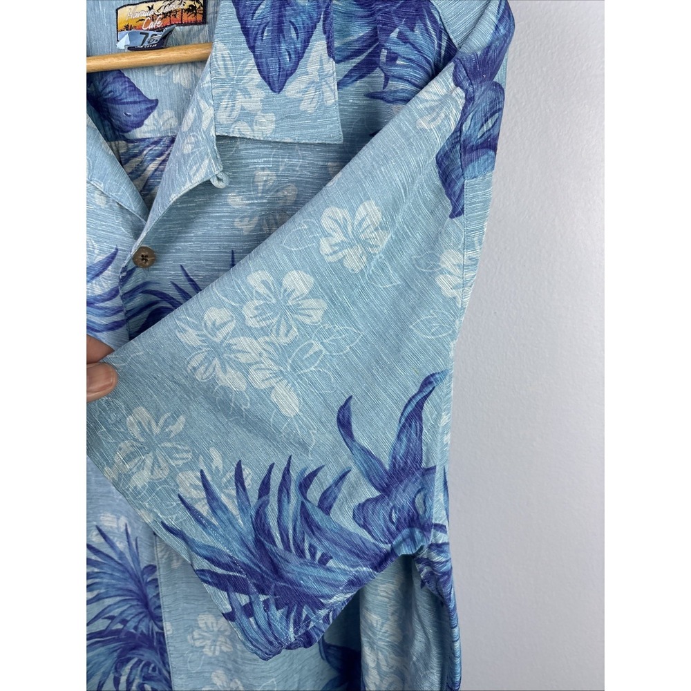 Havana Jack's Cafe 100% Silk Blue Hawaiian Floral Shirt Size Xl Colorful Beach - Picture 4 of 7